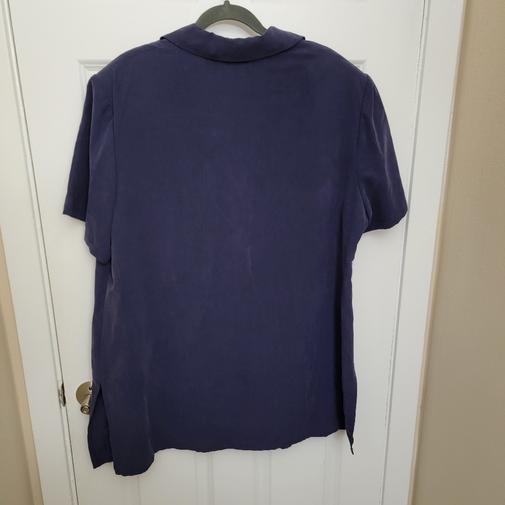 Elisabeth by Liz Claiborne shoulder padded blouse short sleeves top - Picture 5 of 8
